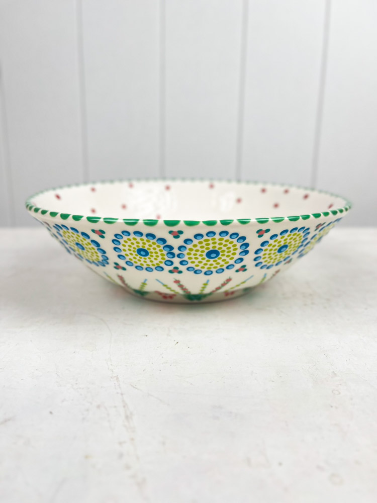 ceramic bowl from the potter's work mahaba series in pastel colours with patterns
