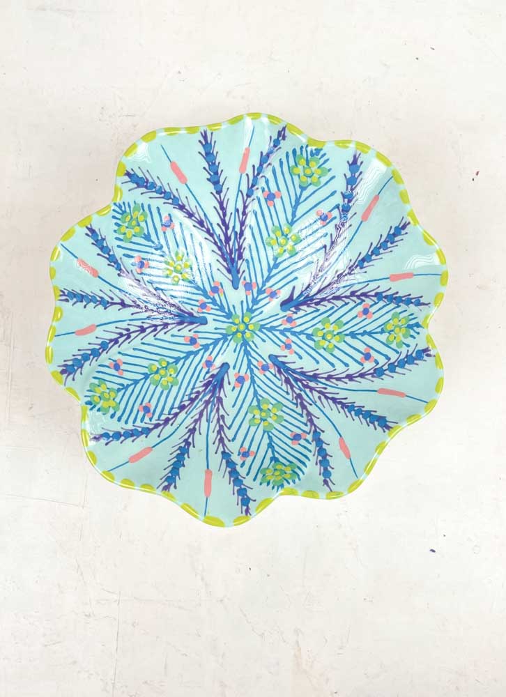 ceramic bowl from the potter's work mahaba series in pastel colours with patterns