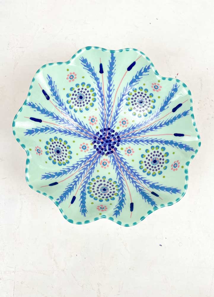 ceramic bowl from the potter's work mahaba series in pastel colours with patterns