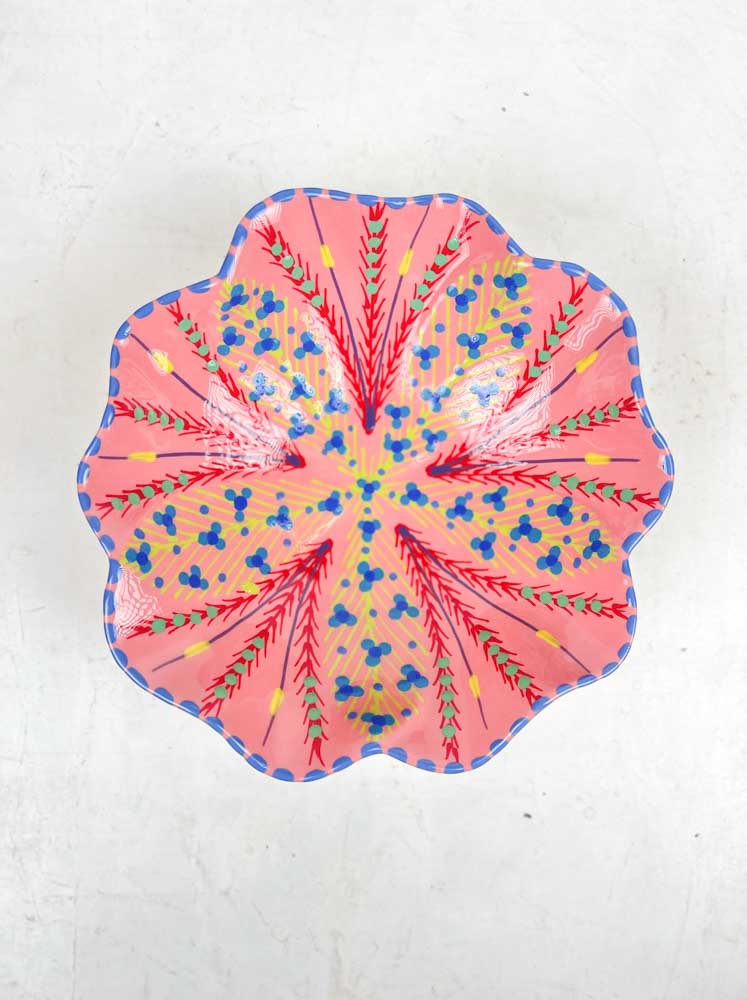 ceramic bowl from the potter's work mahaba series in pastel colours with patterns