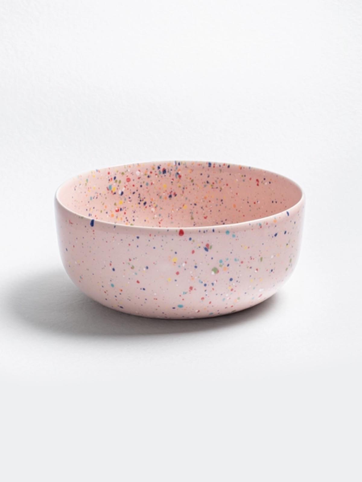egg back home large salad bowl in ceramic - stoneware pink