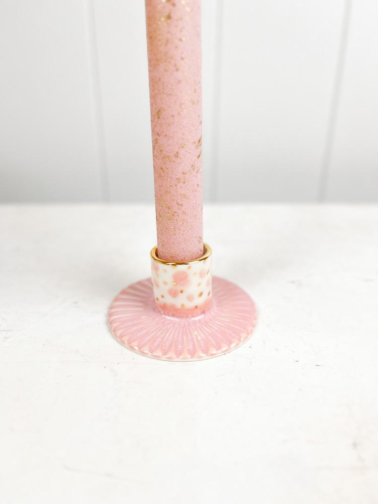 gallery petz candlestick with gold dots in pink