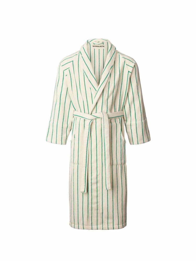 bongusta bathrobe in pure white and grass