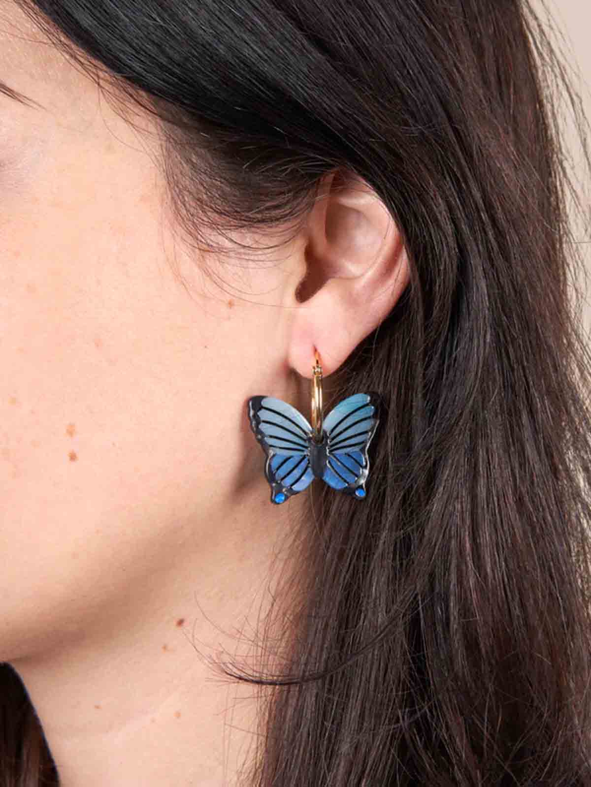 cou cou suzette - earring with blue butterflies