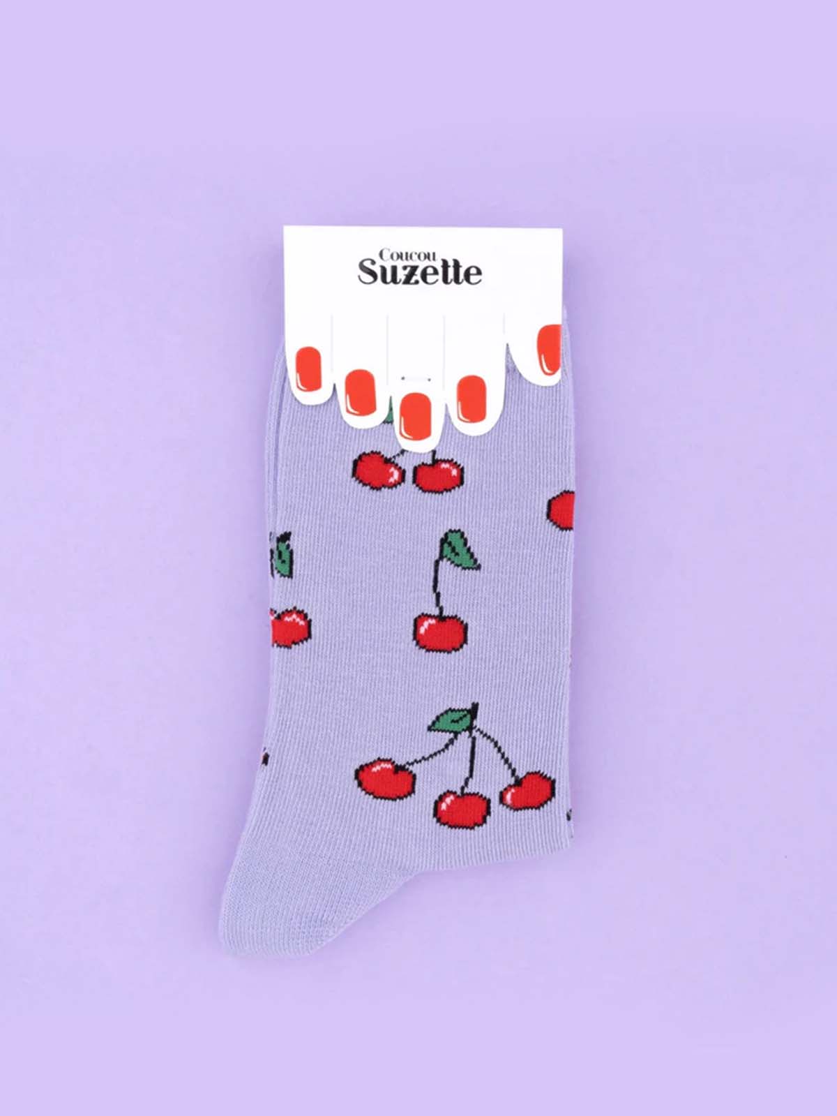cou cou suzette stockings purple with cherries