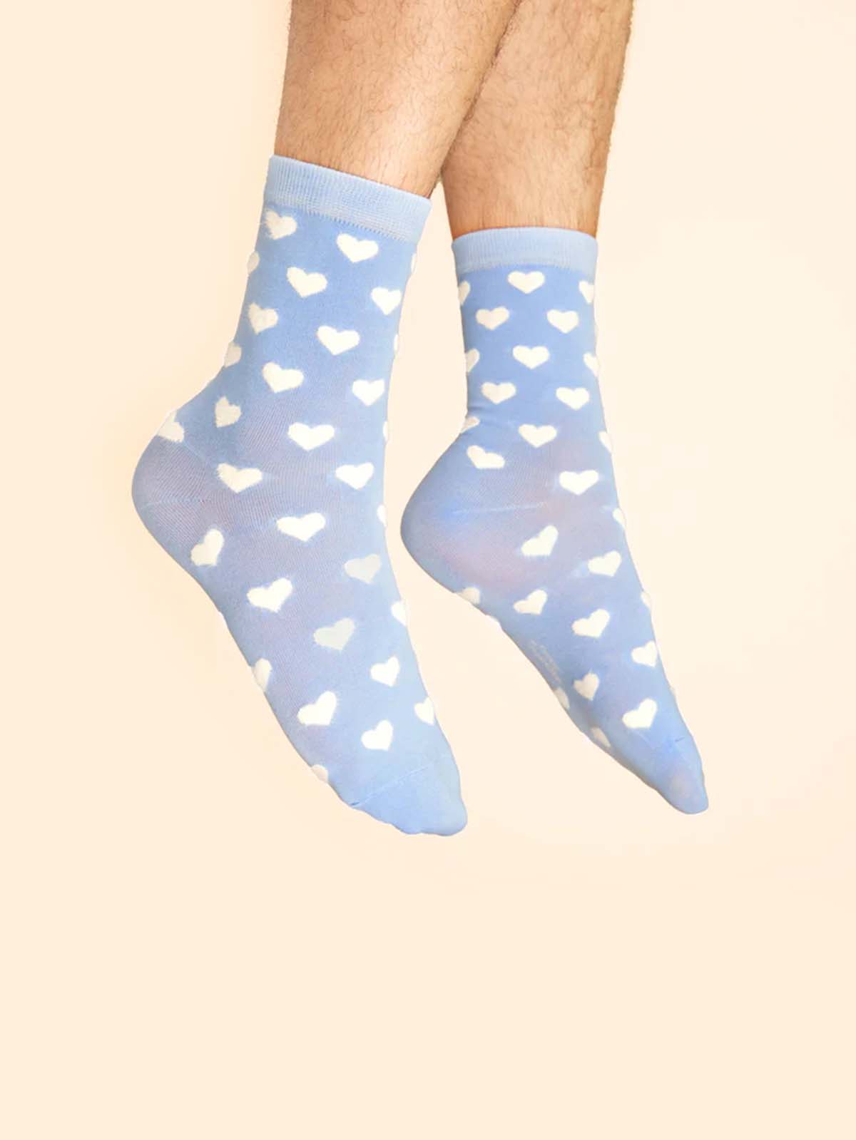 cou cou suzette - socks light blue with white hearts