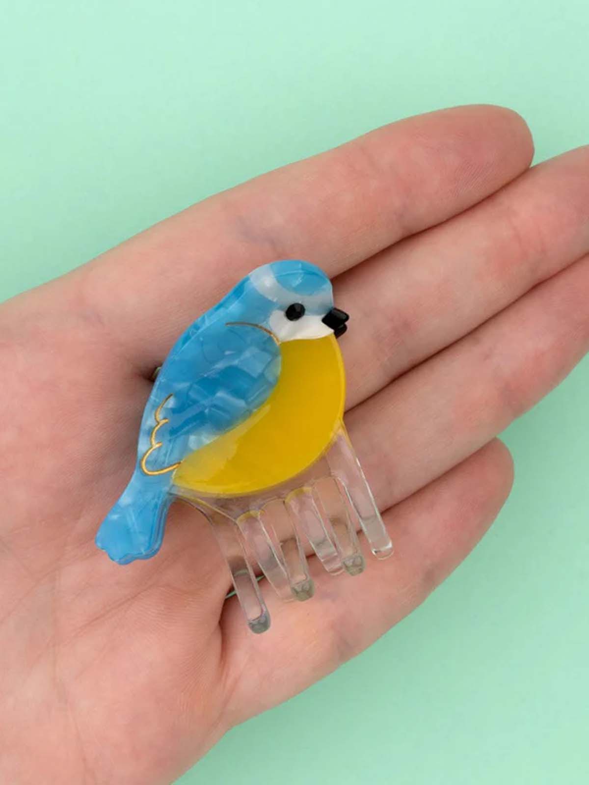 mini hair clip with blue tits