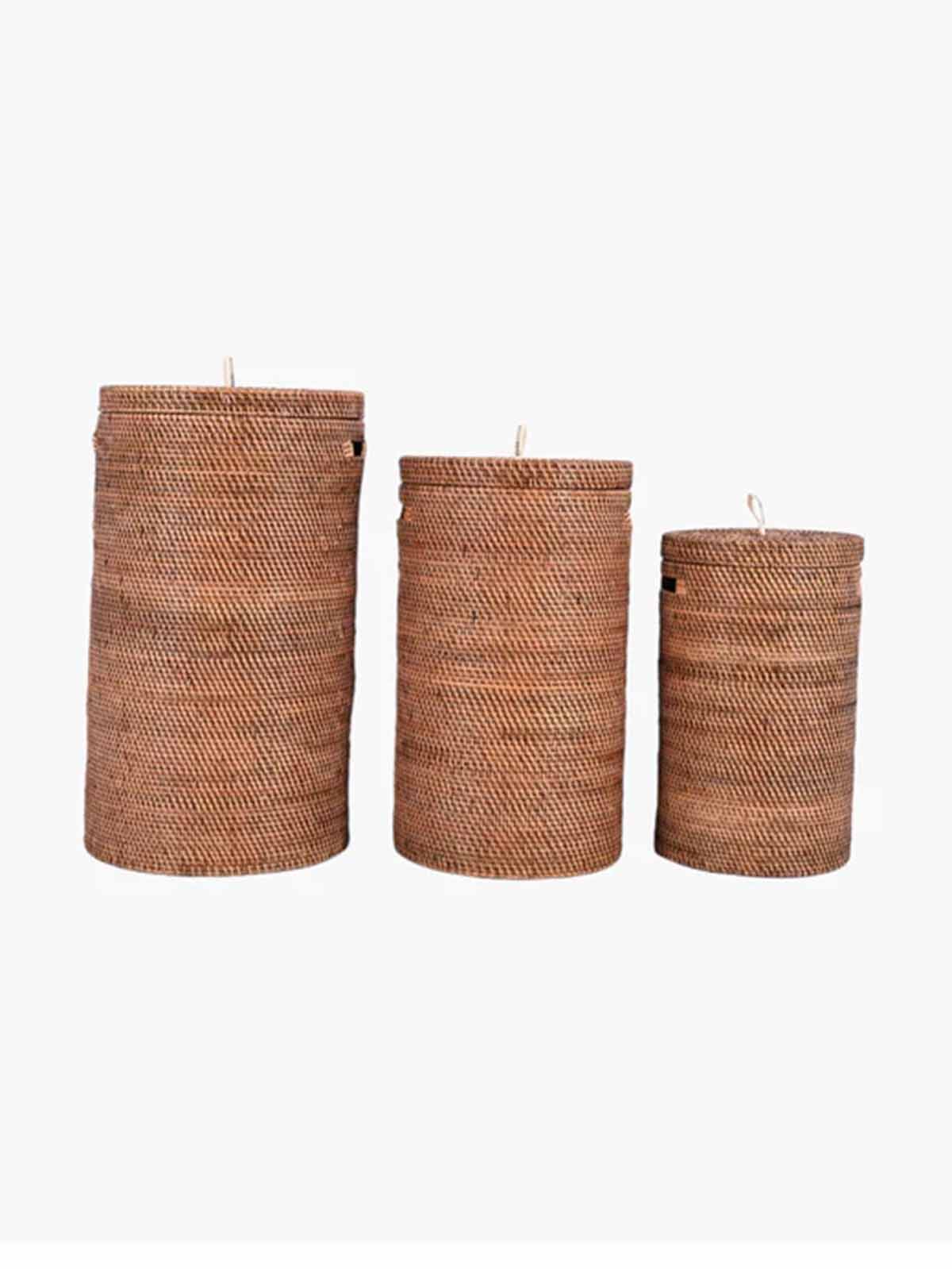 Mask pot - storage baskets made of bamboo and recycled plastic