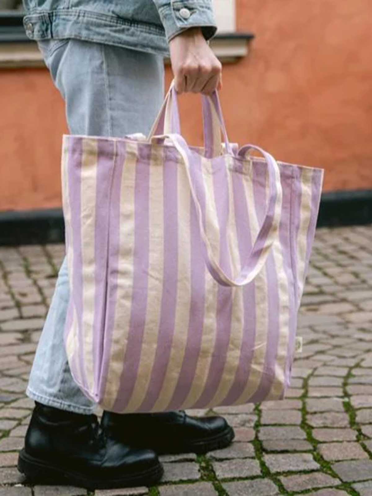 about big canvas bag in striped