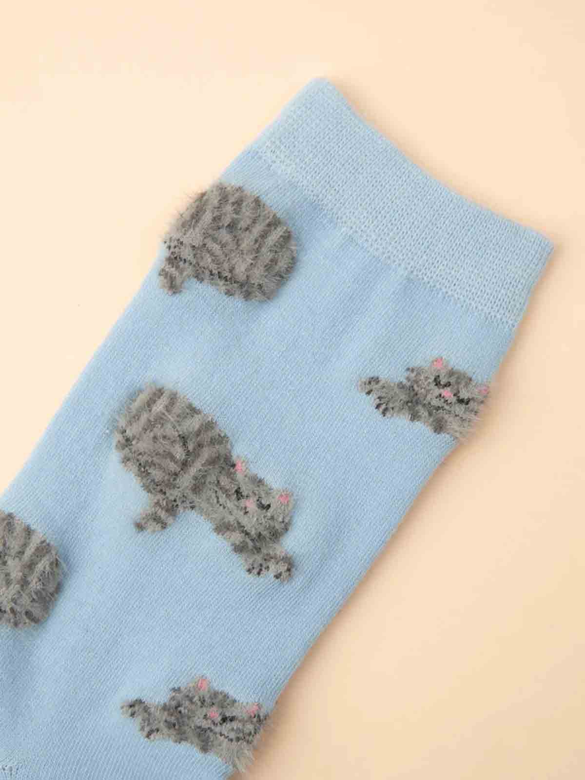 cou cou suzette - socks light blue with grey cats