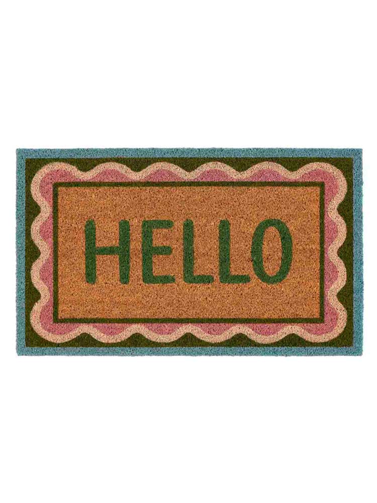 remix by sofie doormat in coconut fiber with hello in the middle