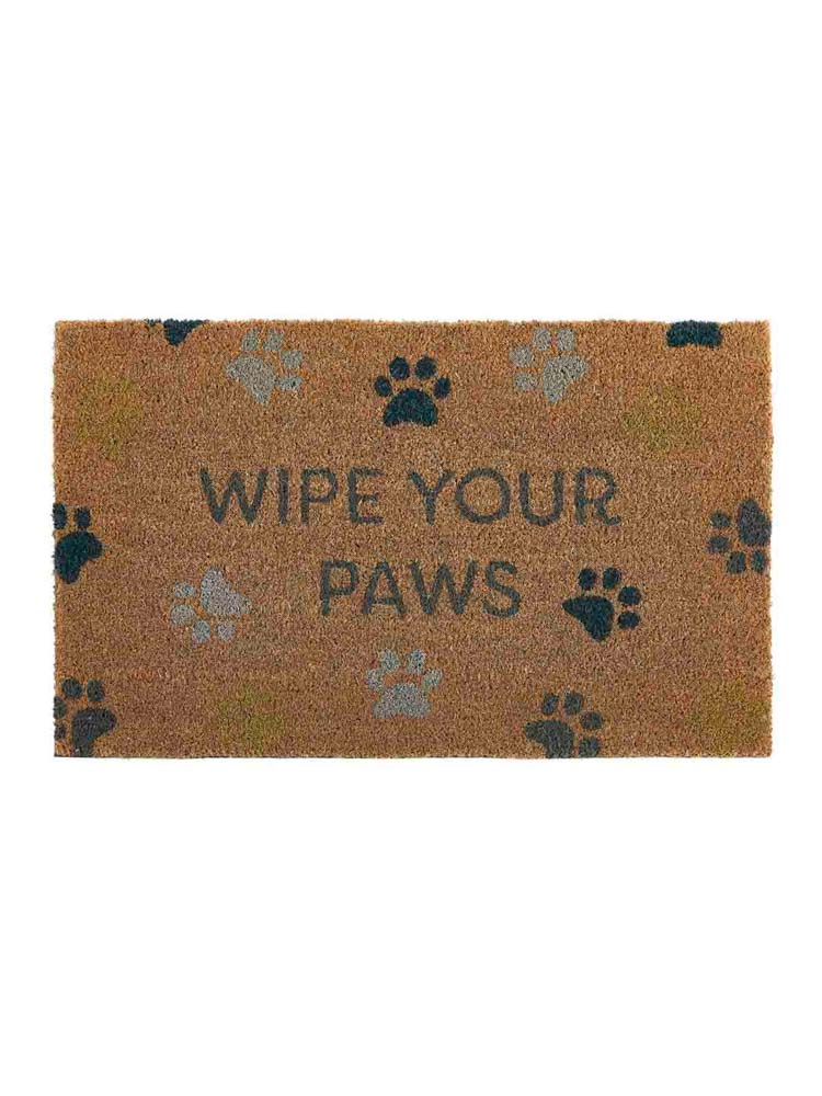 remix by Sophie doormat in coconut fiber & quot;wipe your paws" with dog paws