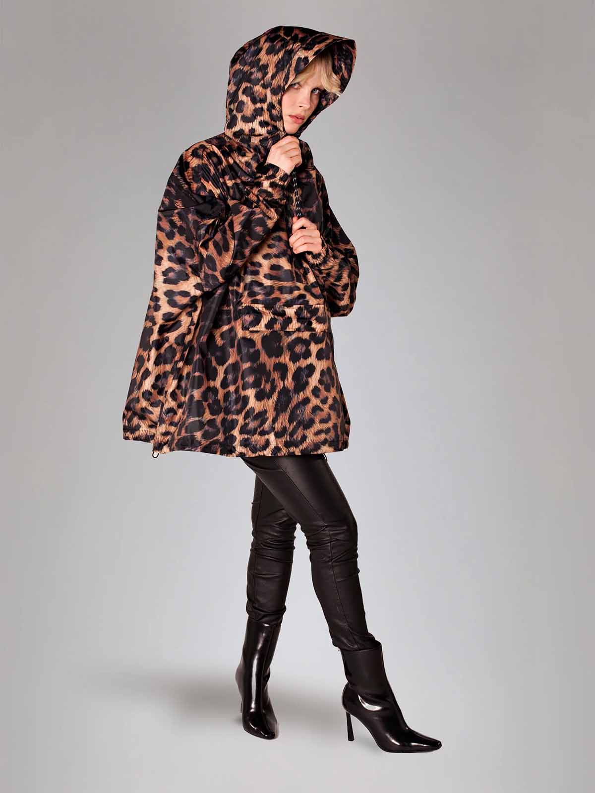 rainkiss ragnjakke black and brown leopard