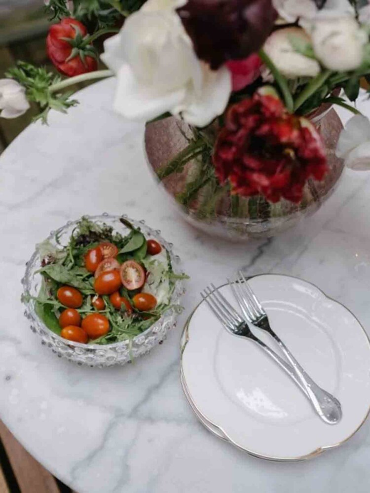 Anna von Lipa bowl in a pair of studded glasses 17 cm in a ready-to-go set