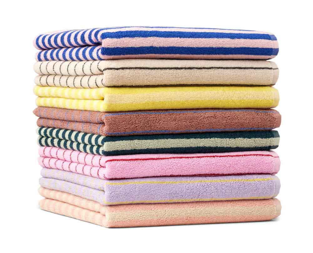 bongusta towels in organic cotton with stripes