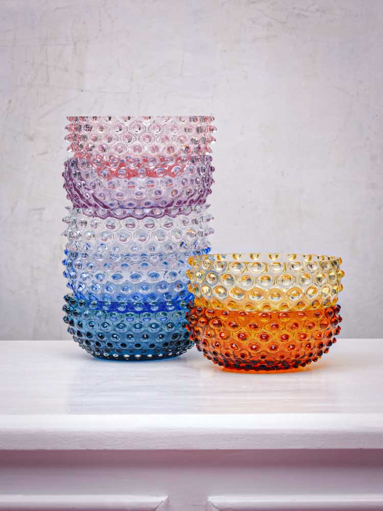 Alternative view of Bowl in hedgehog glass 17 cm - Light green