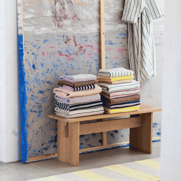 bongusta towels in organic cotton with stripes