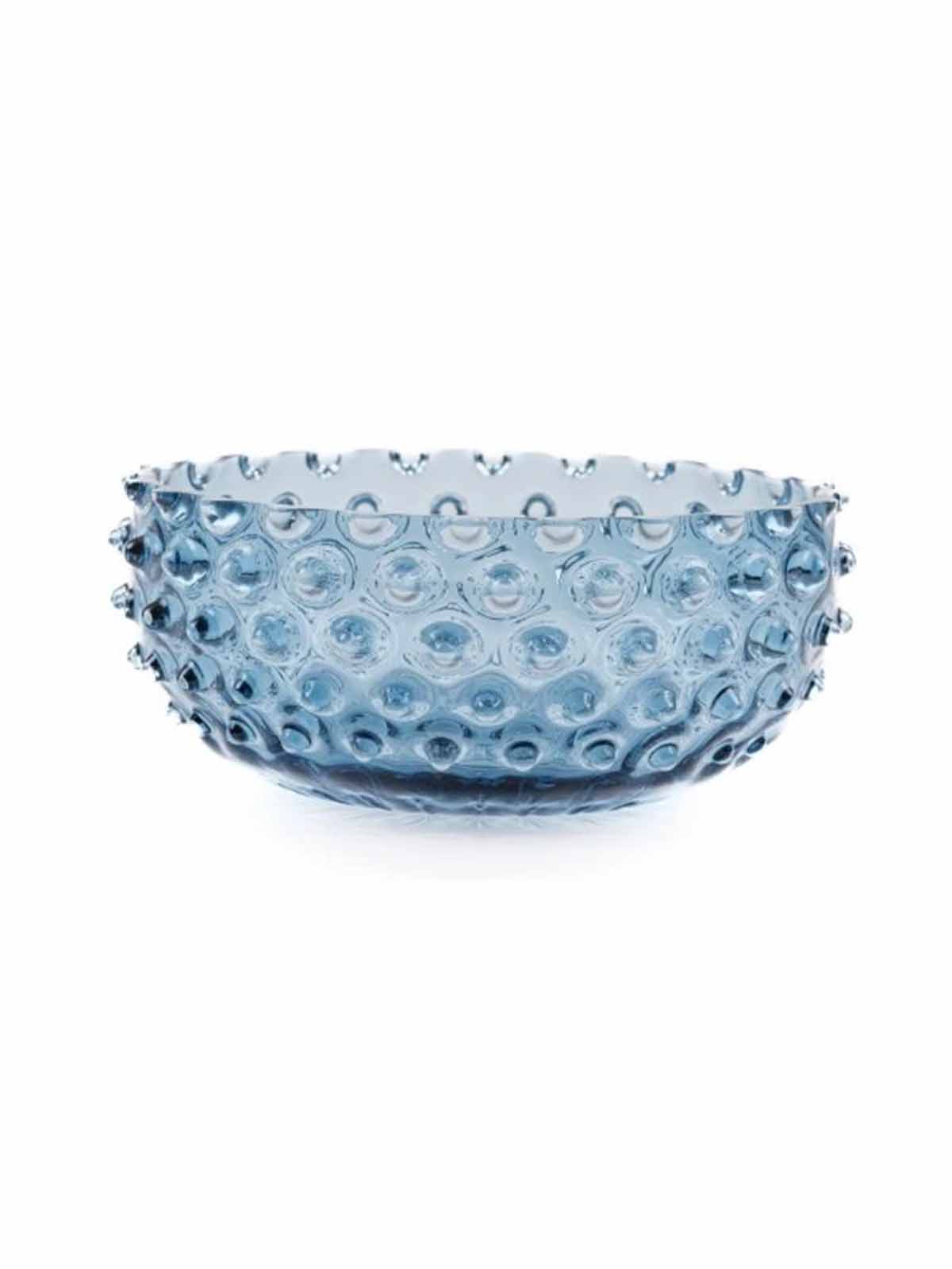 Alternative view of Bowl in hedgehog glass 17 cm - Blue smoke
