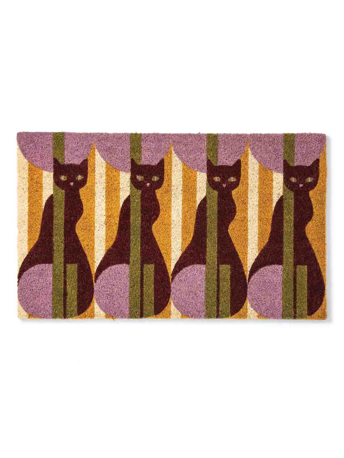 doormat with cats in coconut fibers