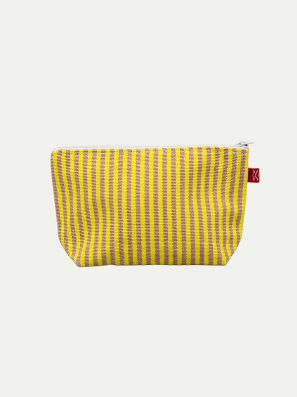 Afroart make-up bag in stripes with yellow and pink