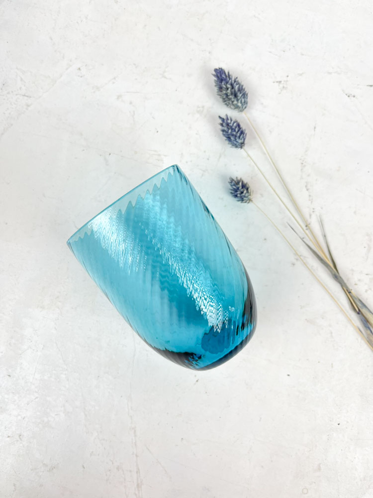dark aqau spiral glass from anna von liap