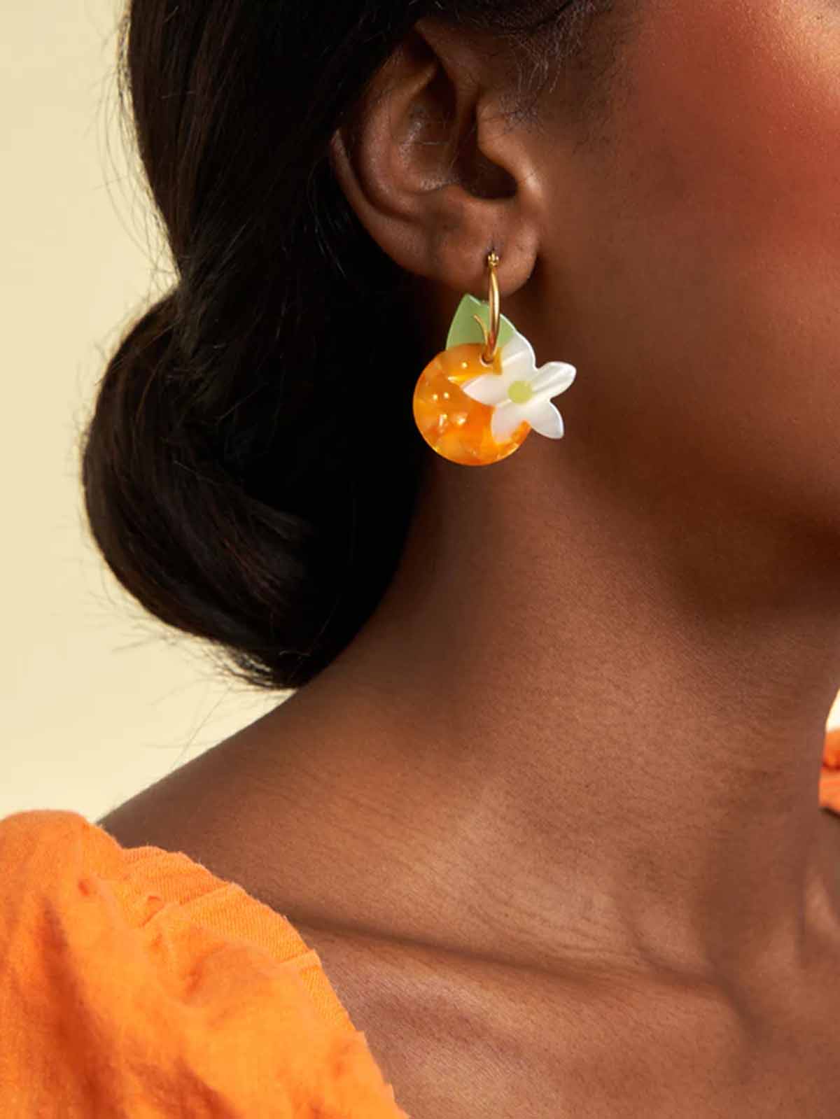 cou cou suzette earrings with orange flowers