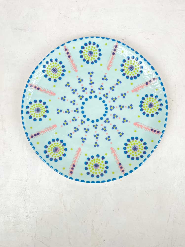 Potter's work dinner plates in ceramics - remix by Sofia - the Mahaba series