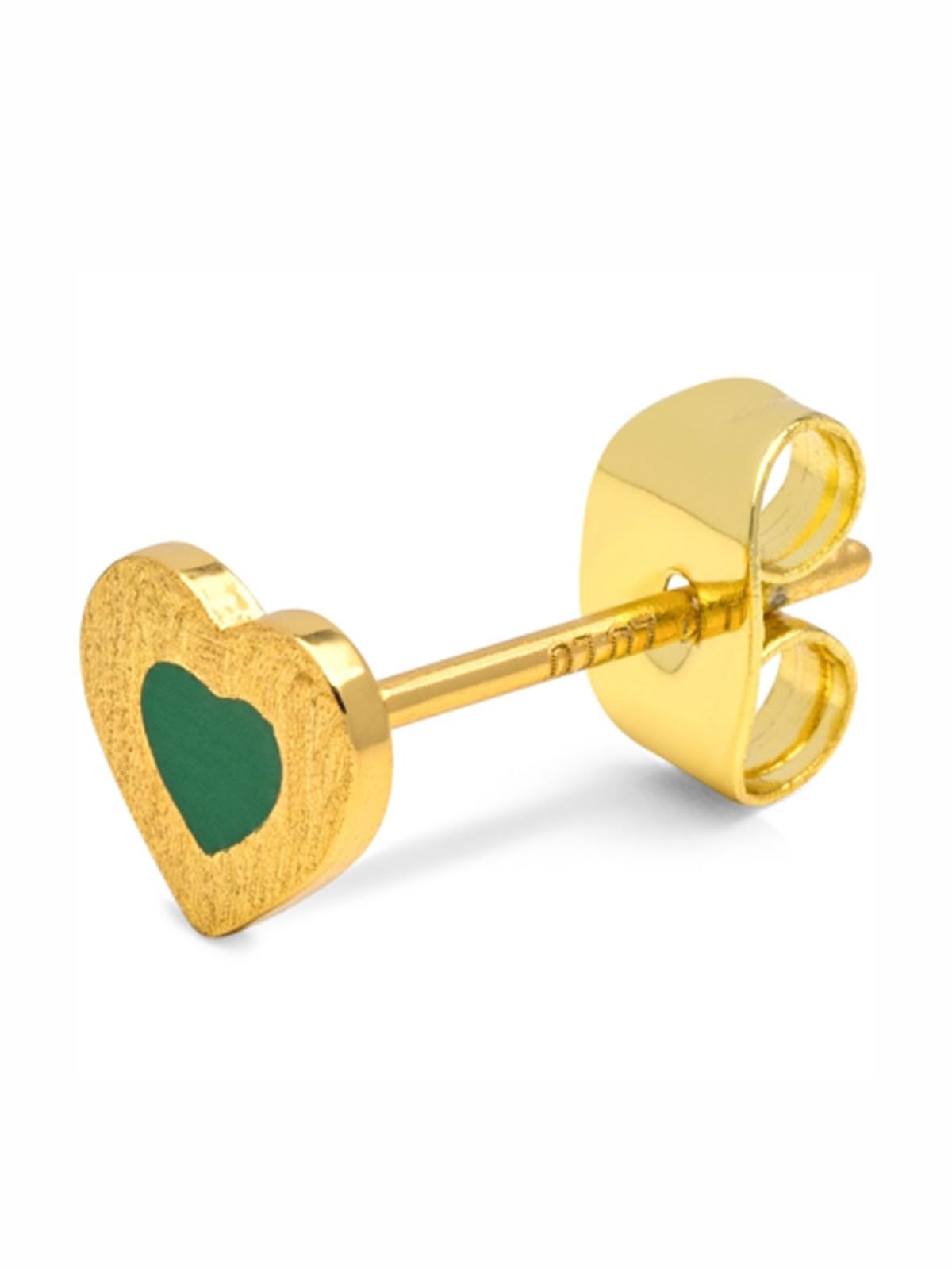 lulu copenhagen earring - gold heart with pink and green