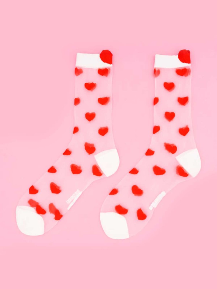 cou cou suzette stockings transparent with red hearts