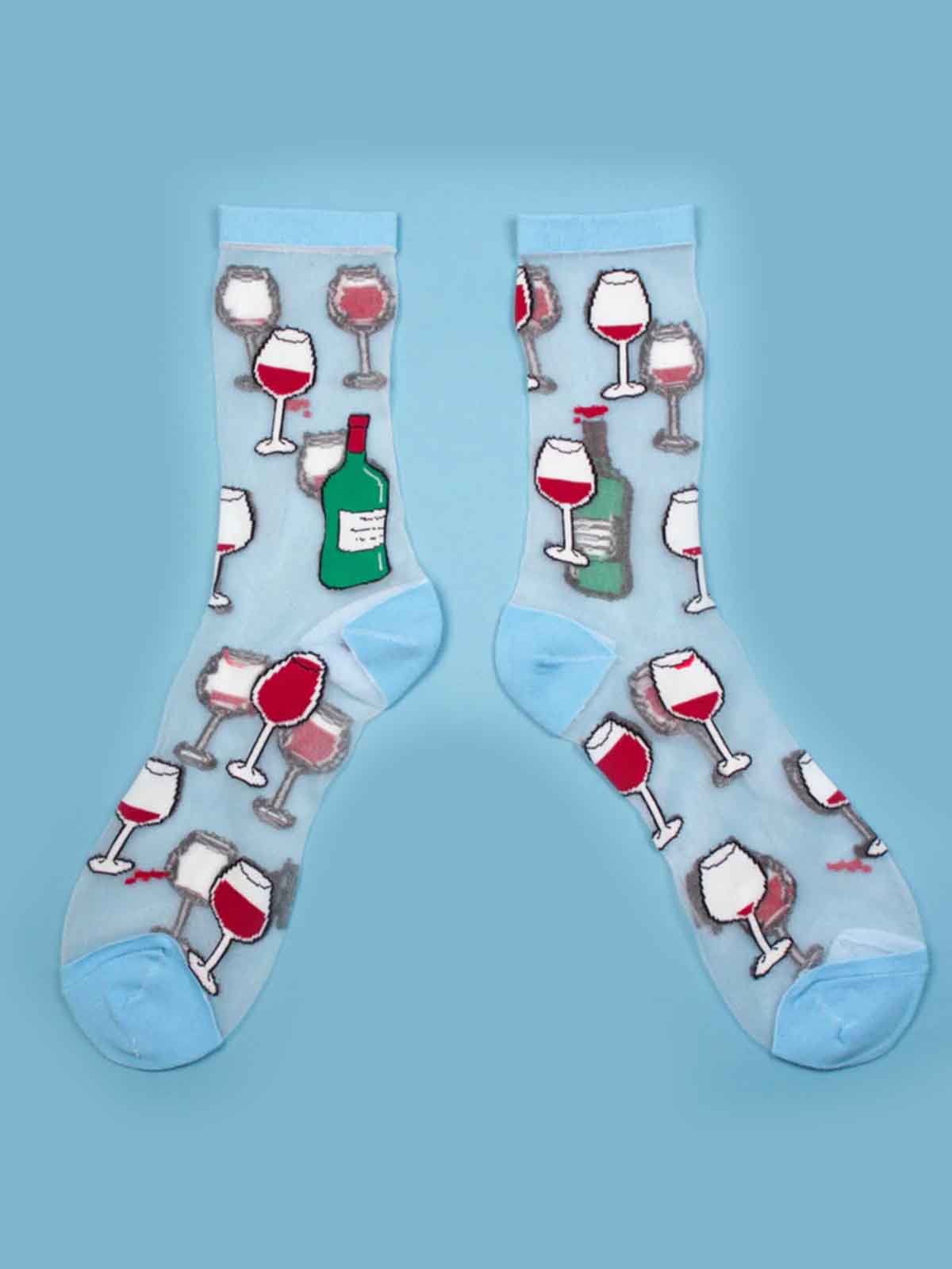 cou cou suzette stockings transparent with wine glasses and wine bottles