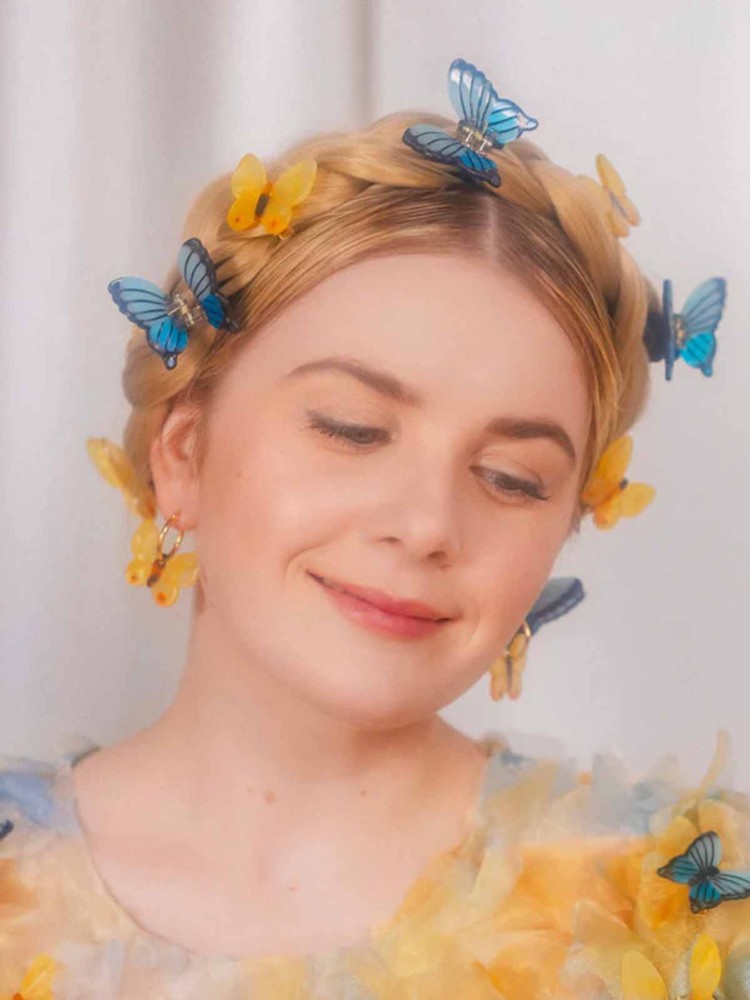 cou cou suzette mini hair clip with blue butterfly