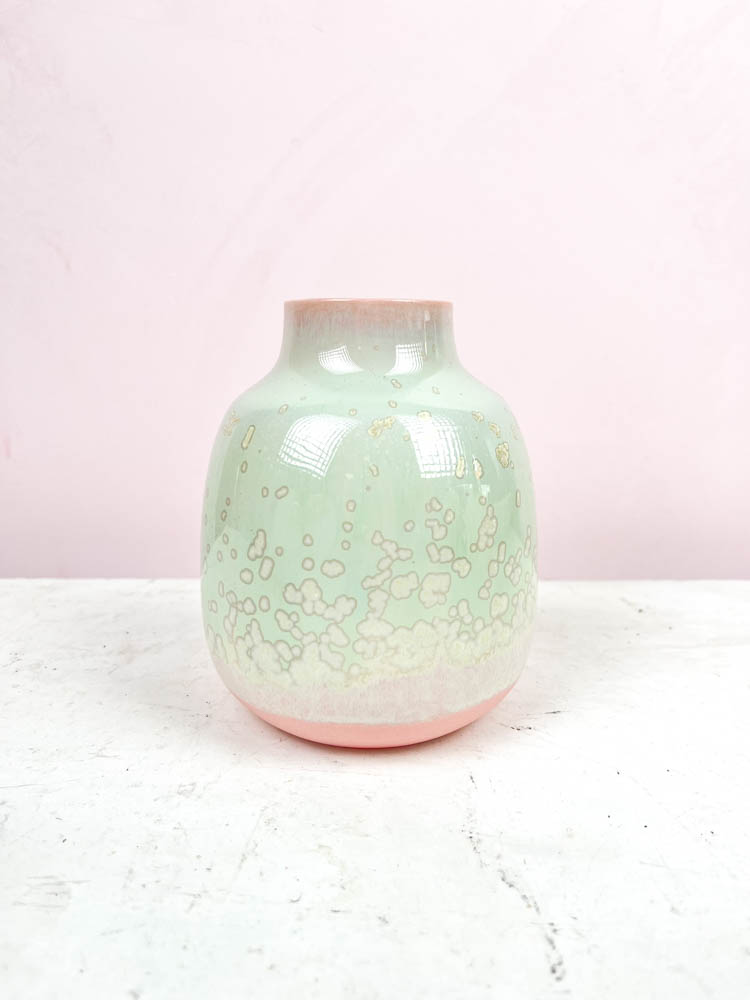 Lena pedersen ceramic vase in pink and mint green