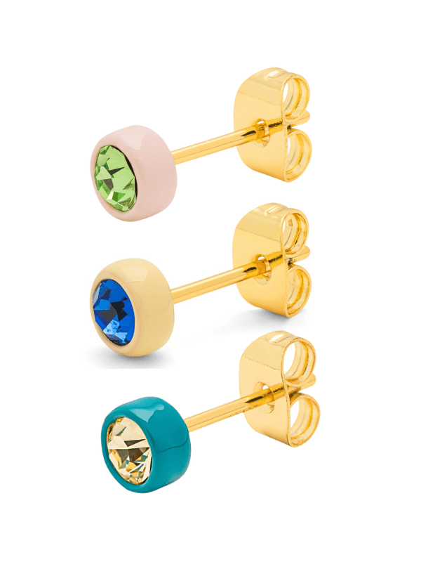 Lulu copenhagen earrings in silver and gold with pearls and crystals