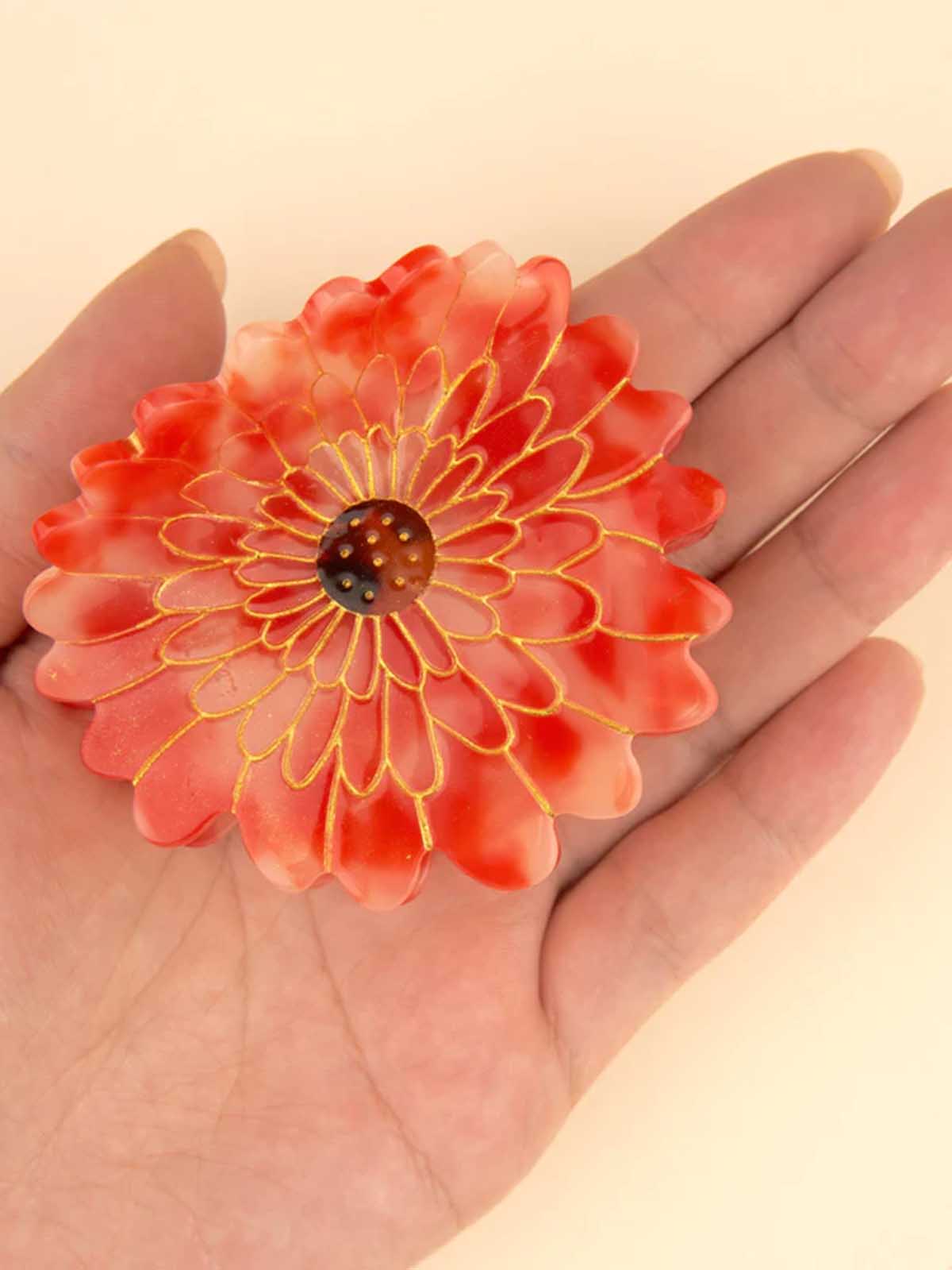 cou cou suzette hair clip stand dahlia in orange red
