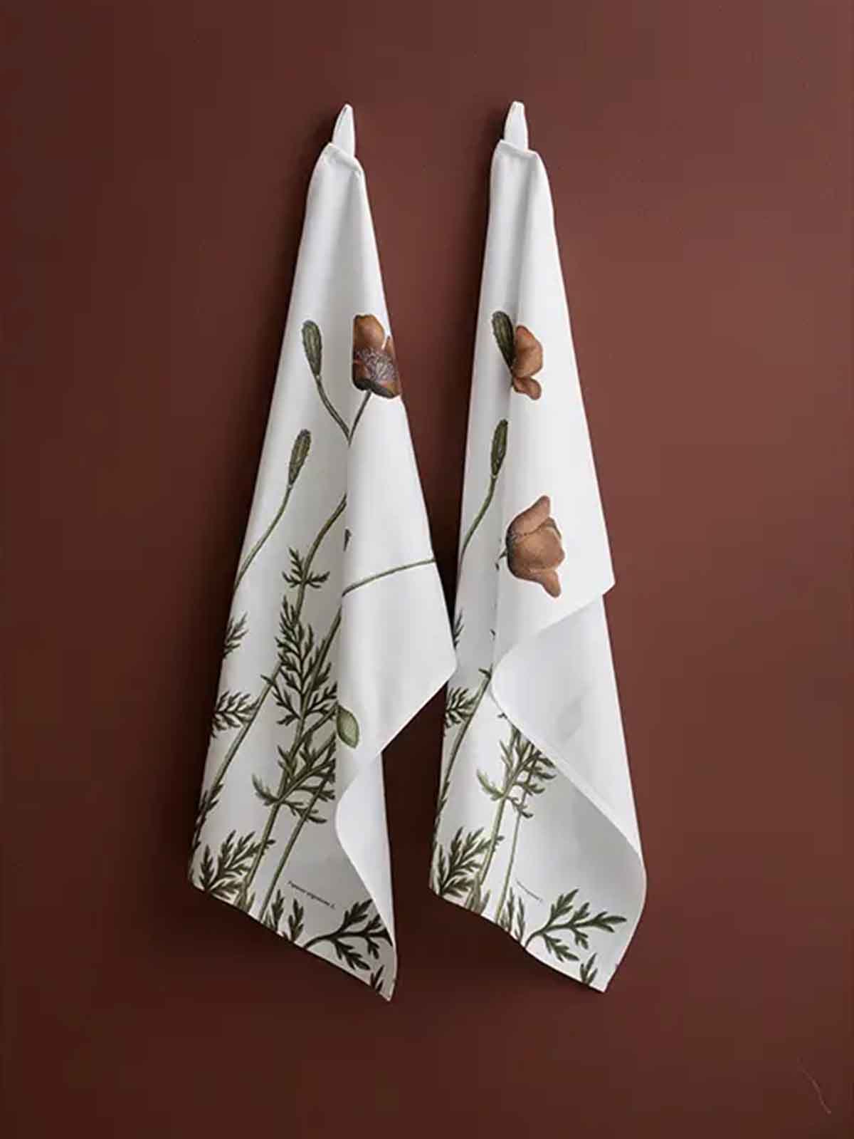 koustrup & co tea towel with large poppy in organic cotton