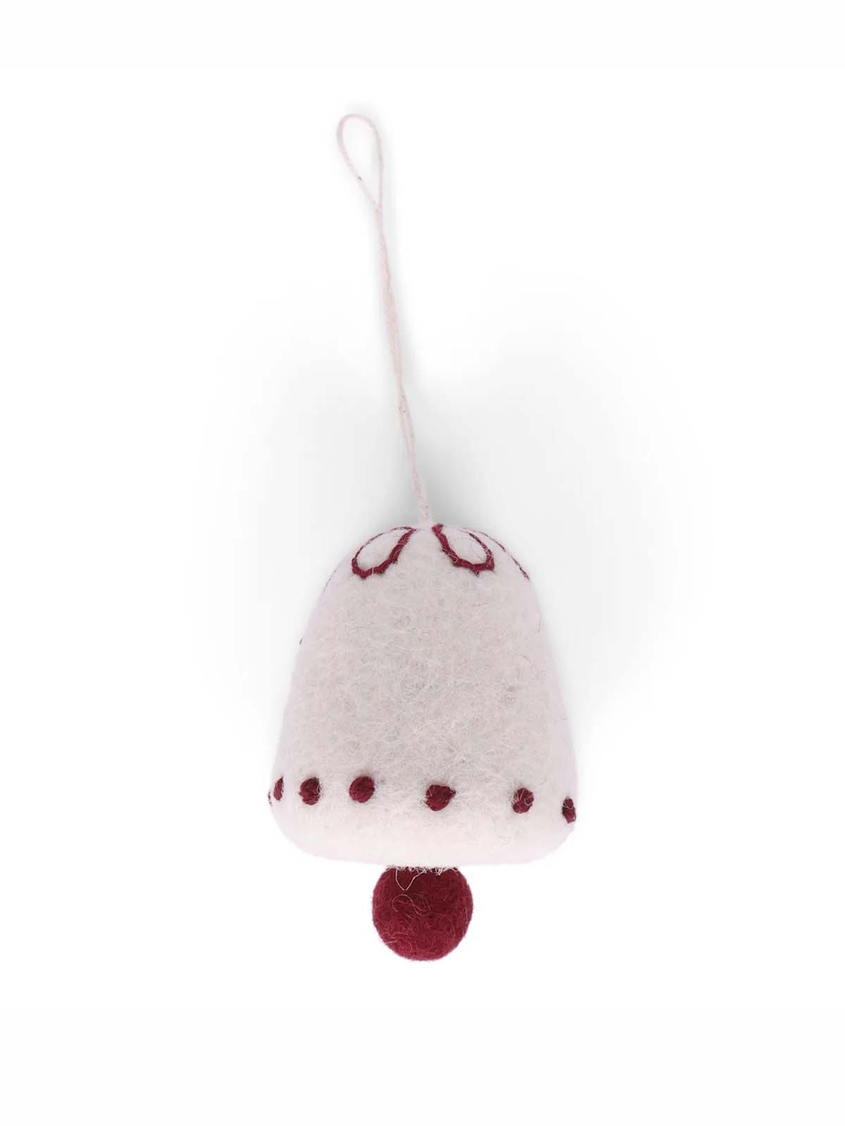 Christmas decorations in felt from a white bell