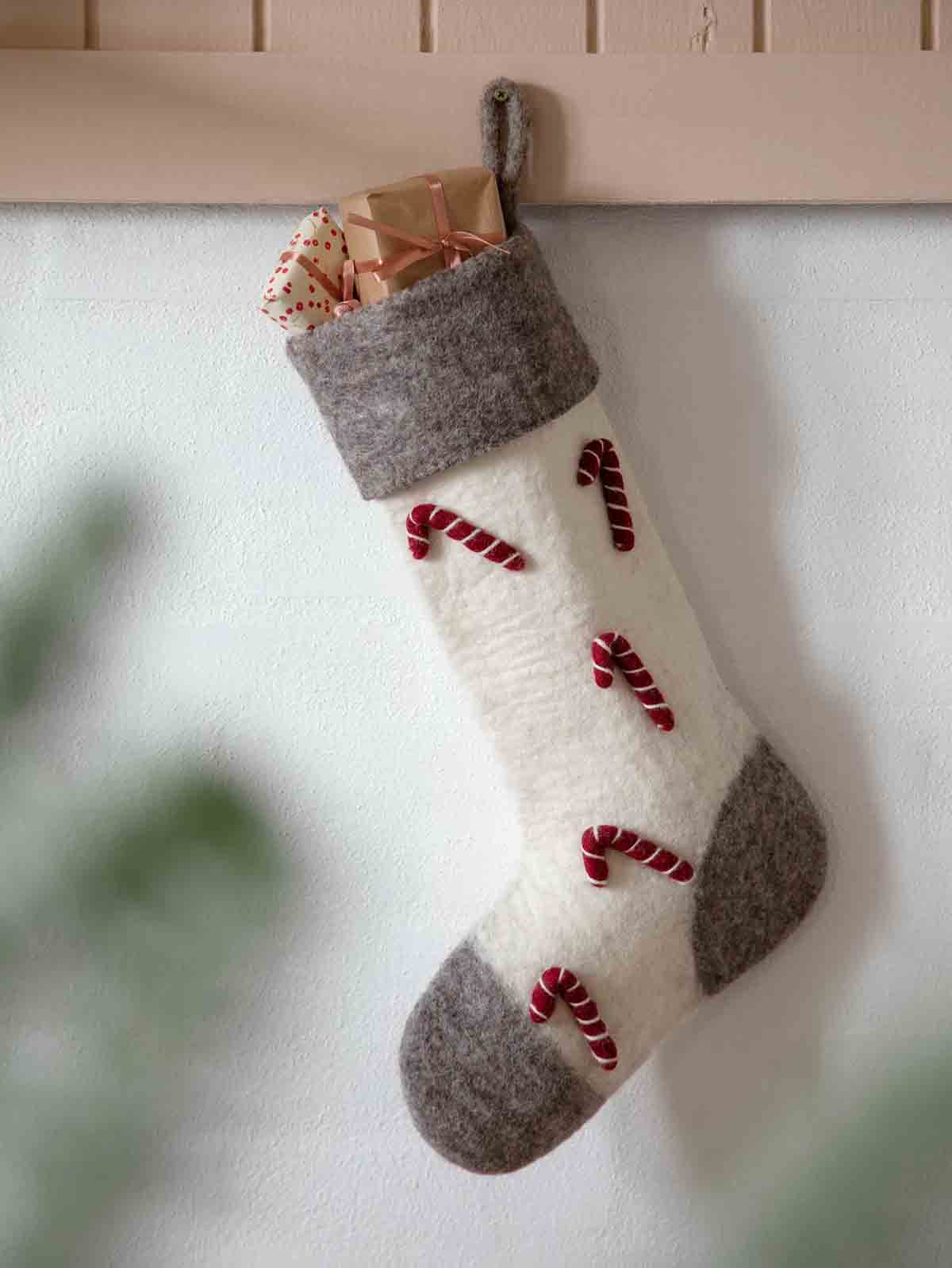 Christmas decorations in felt from kry & sif white Christmas sock