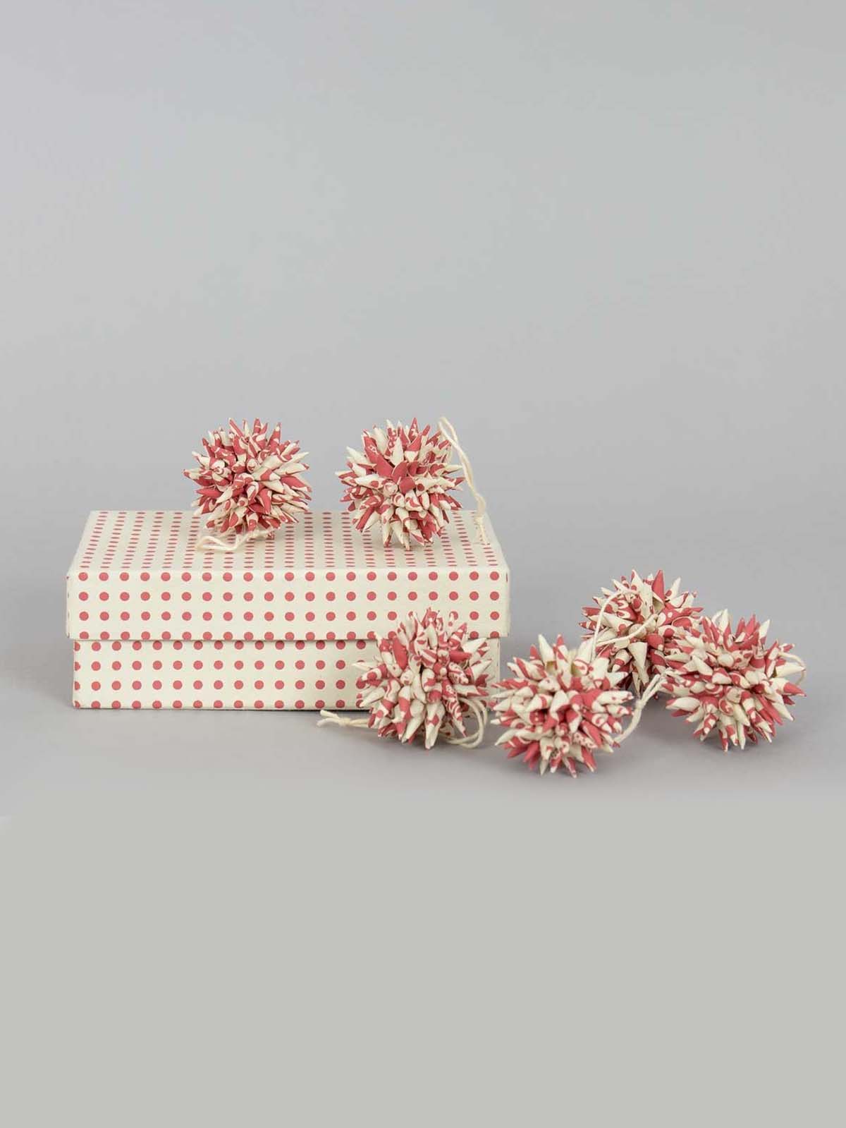 Paper pendant (6 pieces) - Christmas stars in pink/white