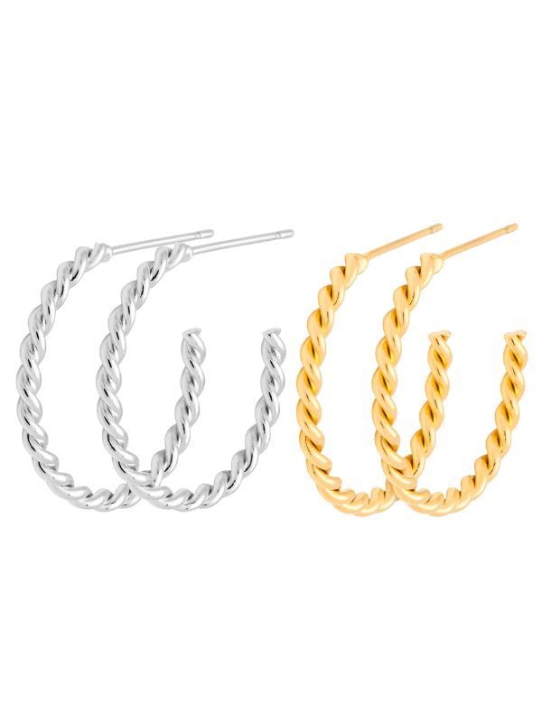 LULU1885 - Twisted Hoops pair - Silver Plated - Extra 6