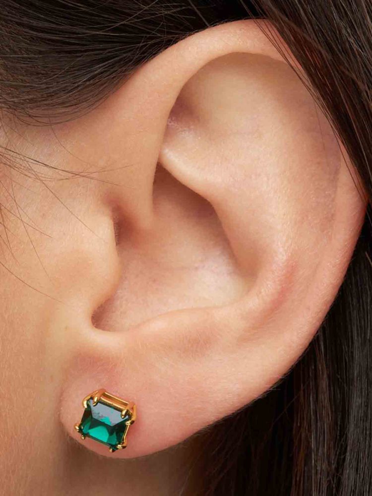 LULU1752 - Gala Crystal Bling earring 1 pcs - Vintage Rose-Green lullu copenhagen