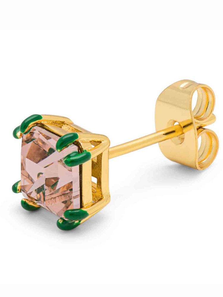 LULU1752 - Gala Crystal Bling earring 1 pcs - Vintage Rose-Green lullu copenhagen