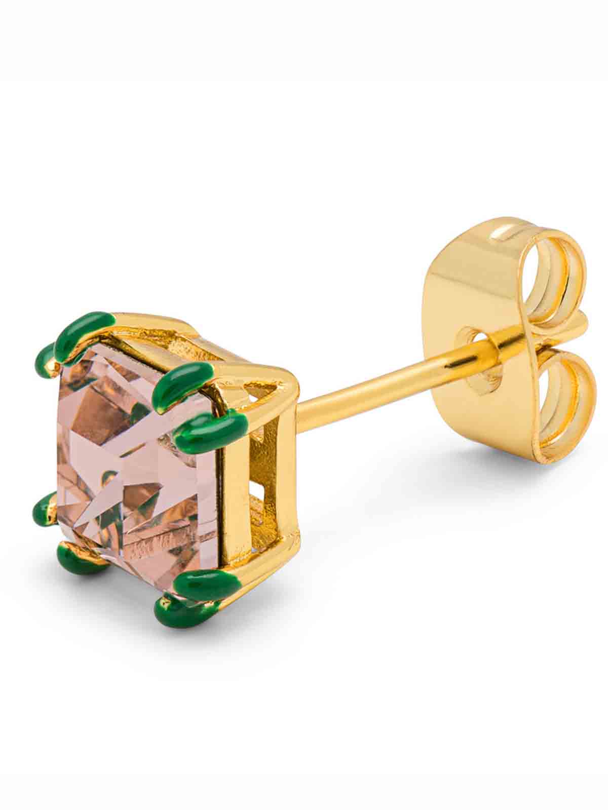 LULU1752 - Gala Crystal Bling earring 1 pcs - Vintage Rose-Green lullu copenhagen