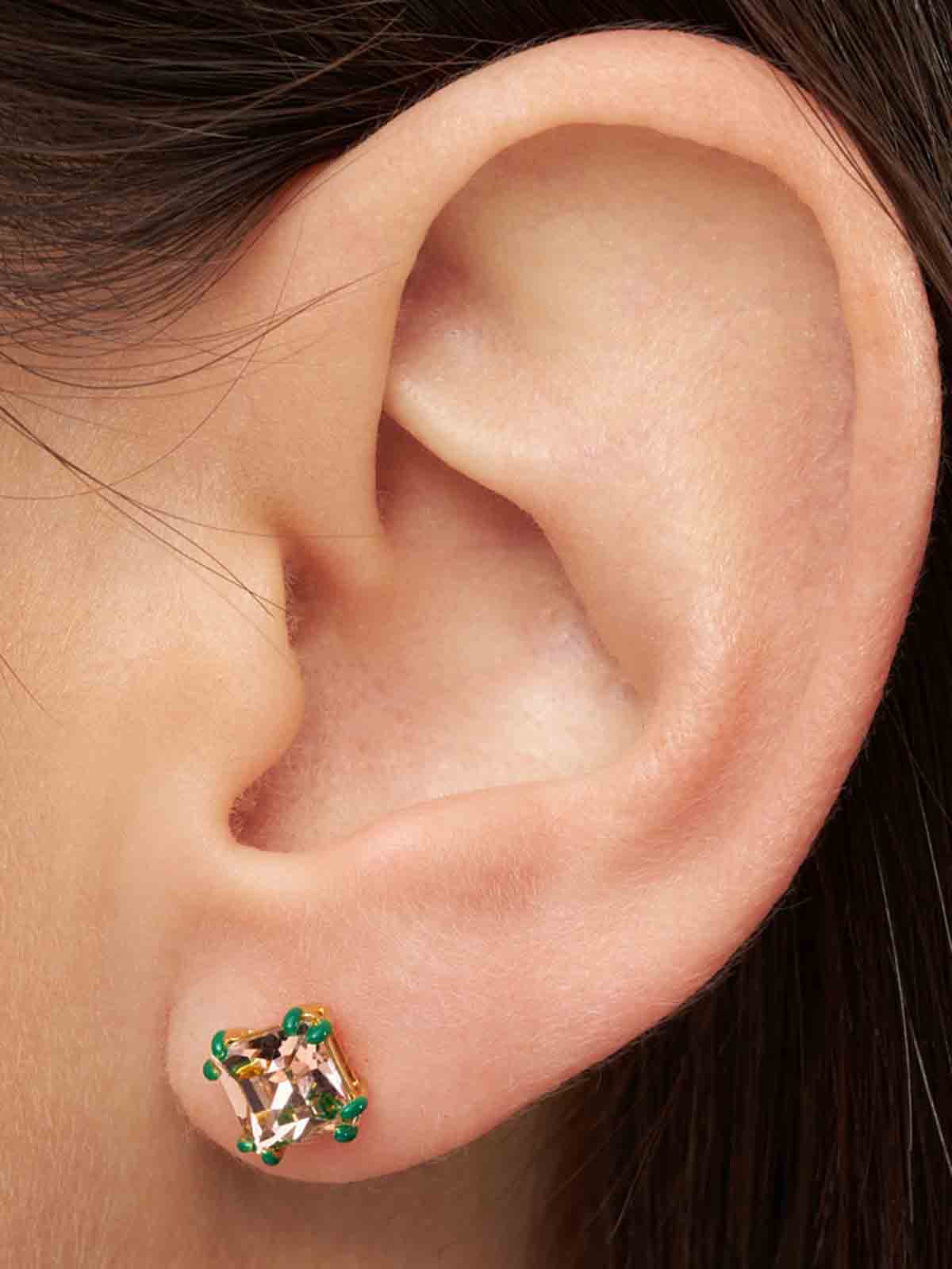 LULU1752 - Gala Crystal Bling earring 1 pcs - Vintage Rose-Green lullu copenhagen