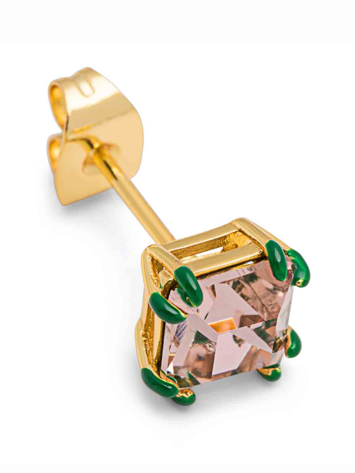LULU1752 - Gala Crystal Bling earring 1 pcs - Vintage Rose-Green lullu copenhagen