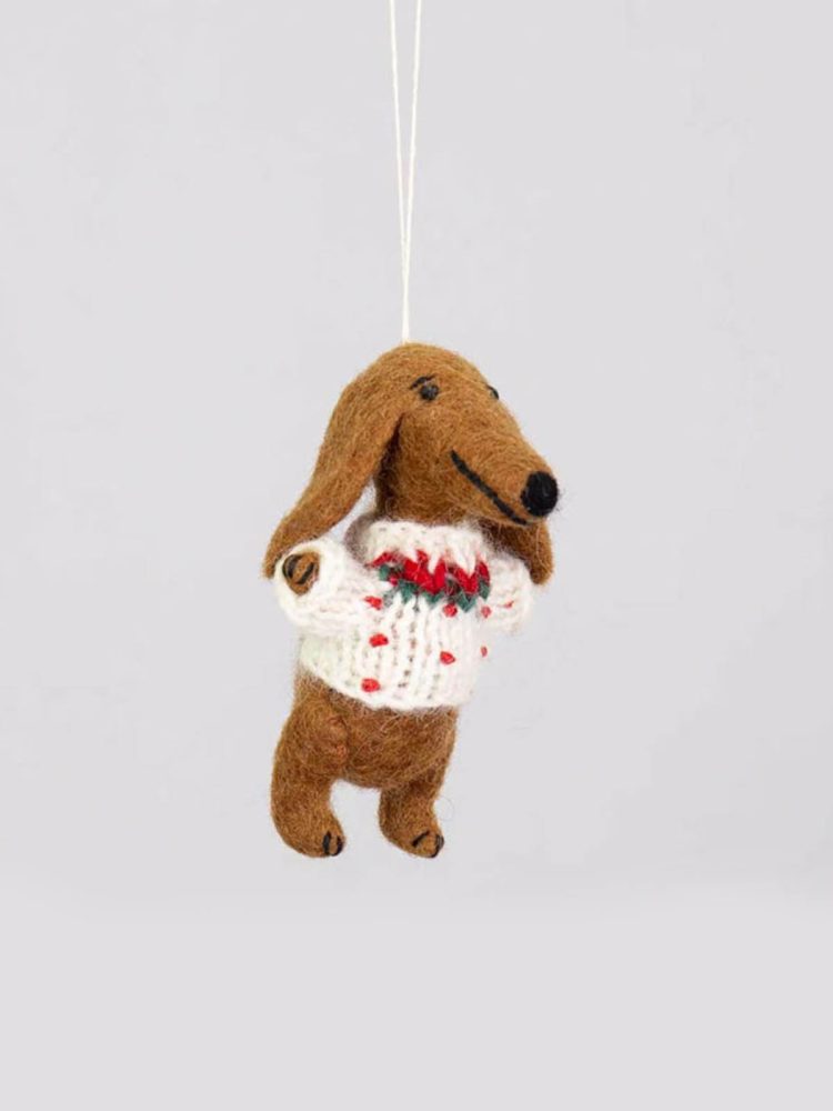 Christmas decorations dachshund in felt