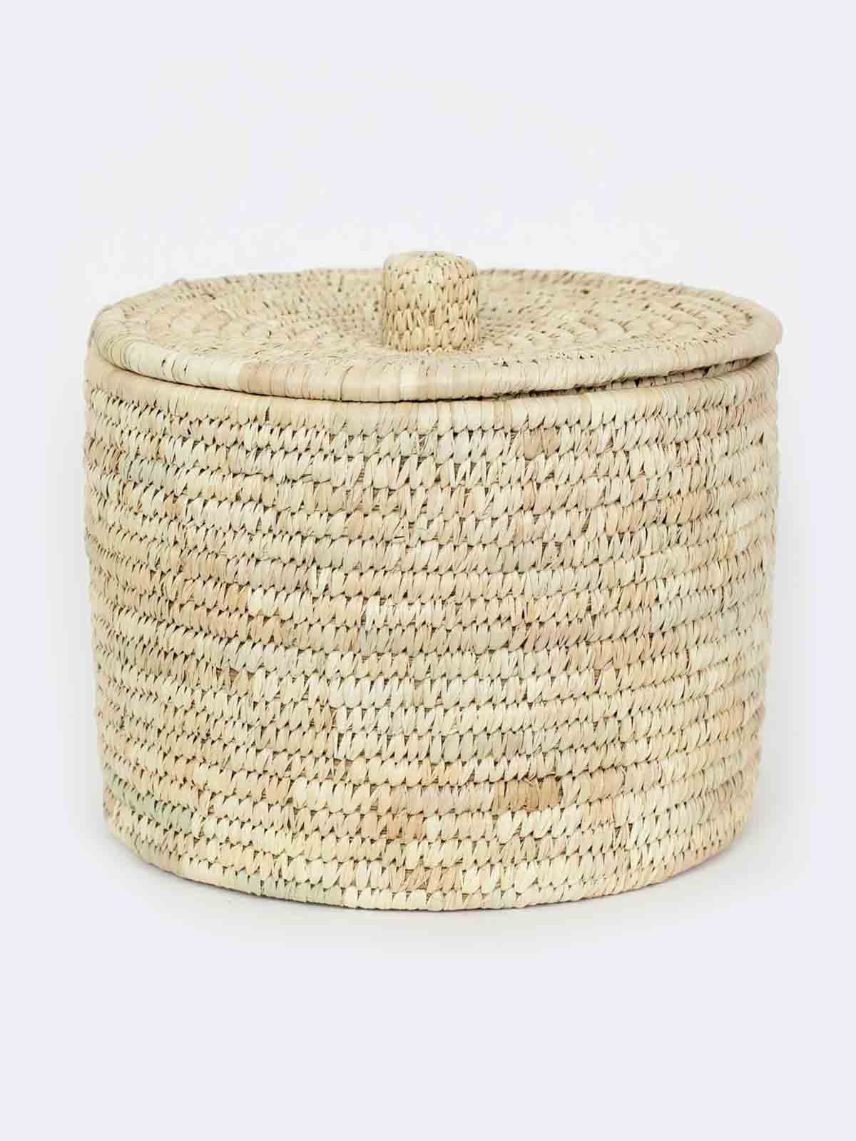 Afroart basket with lid in palmette