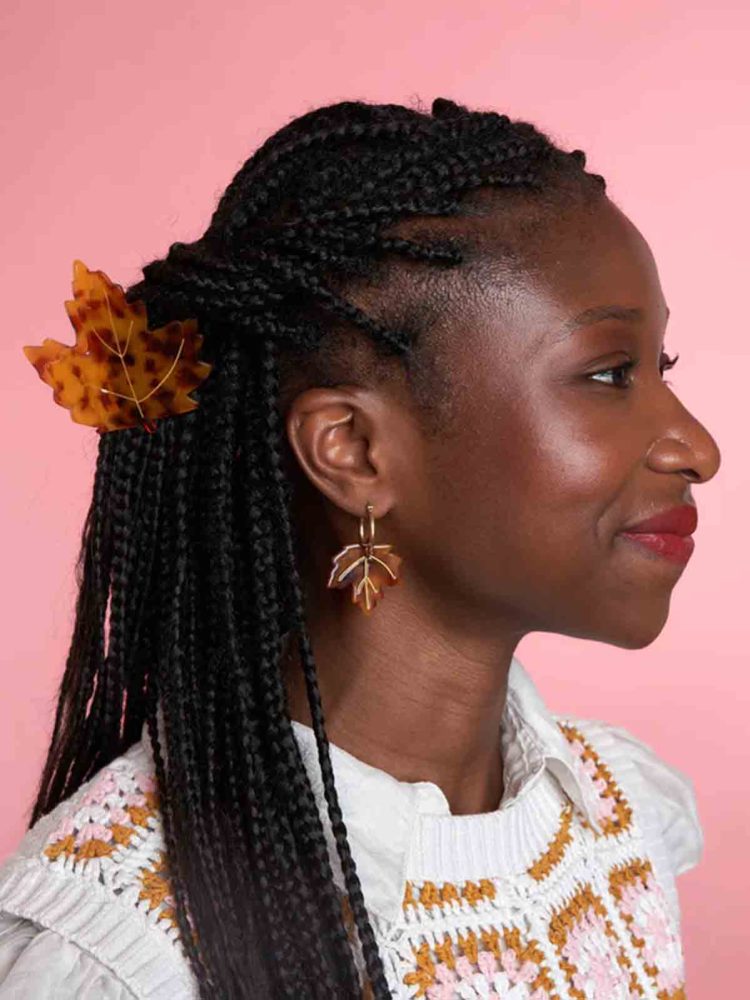 coucou suzette hair clip maple leaf in brown