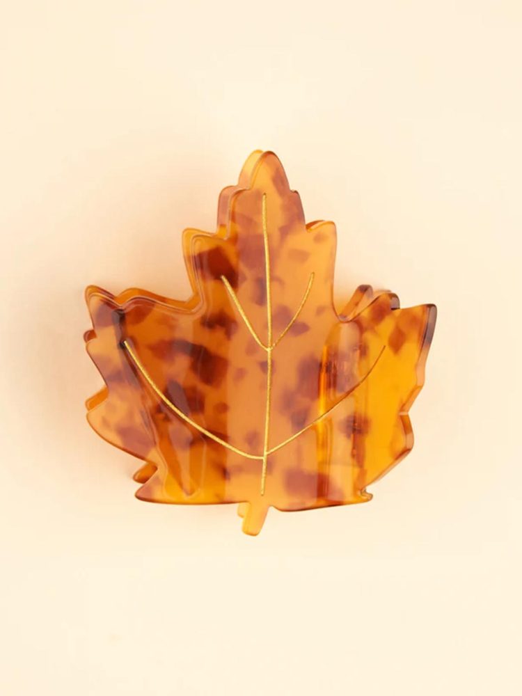coucou suzette hair clip maple leaf in brown
