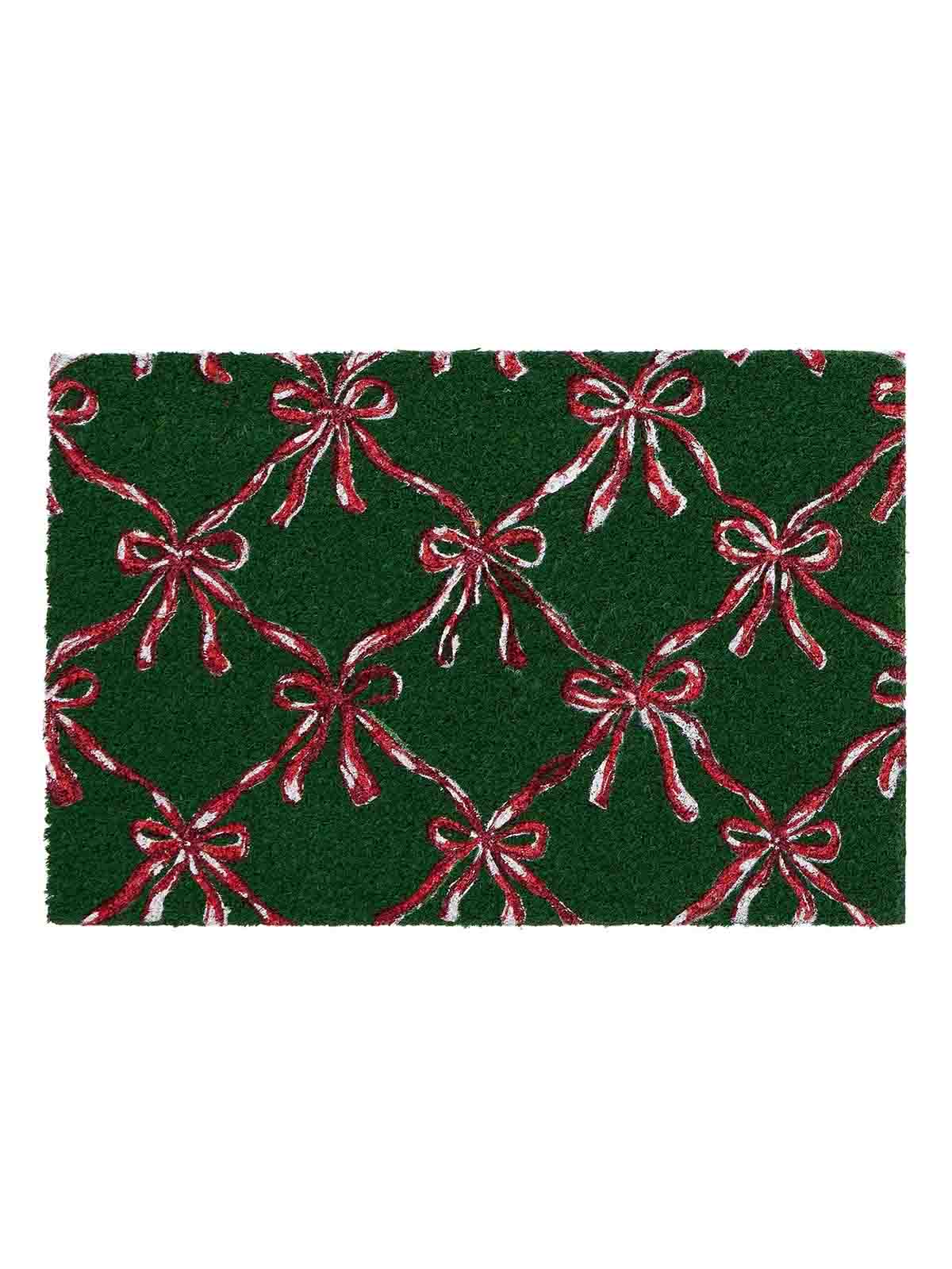 doormat green with red loops