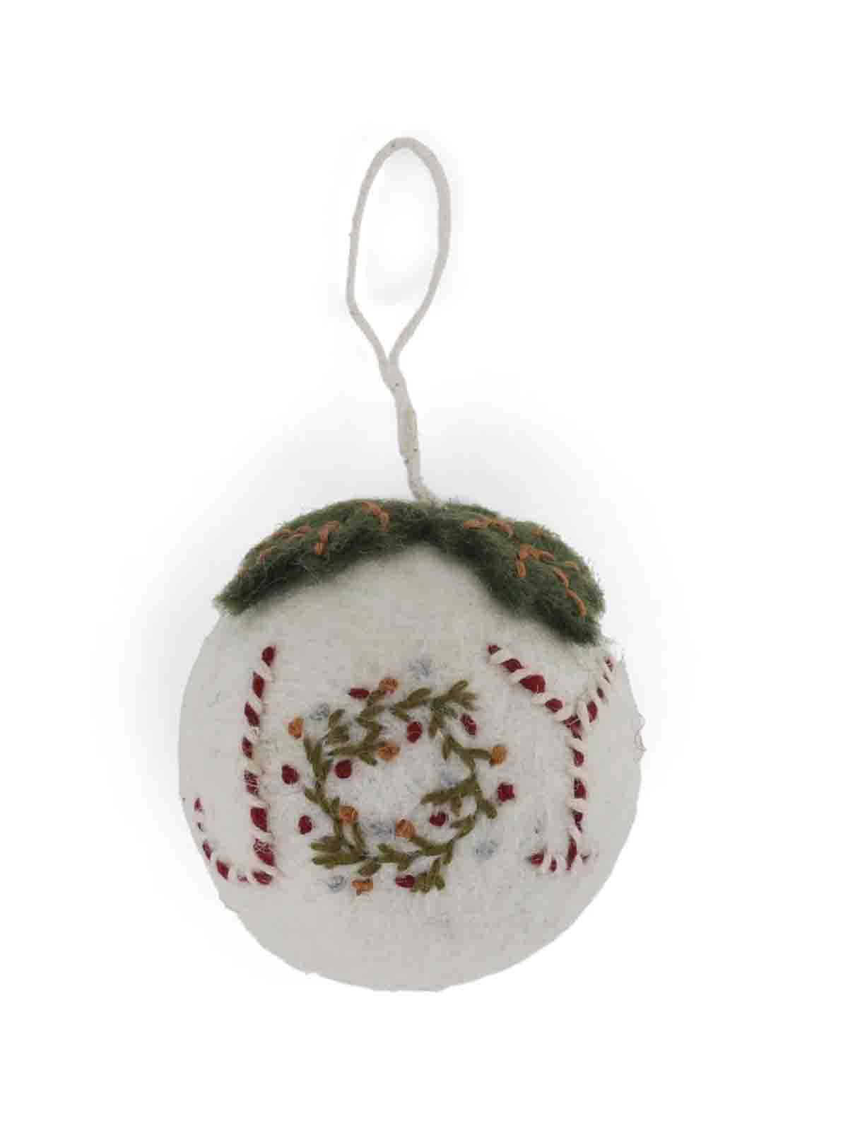 kry & Siff felt ornaments small Christmas ball with joy on